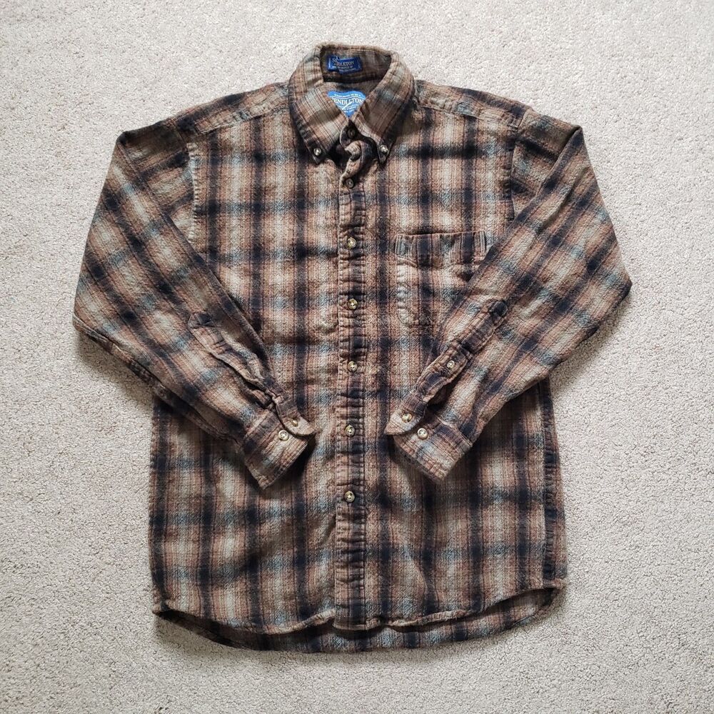 Pendleton Sir Pendleton Fine Worsted Wool Flannel Button Up Size Med(FITS SMALL)